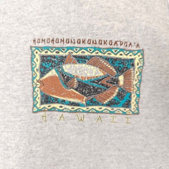Hawaiian Triggerfish Tank Top Mens Size Large Gray Humuhumunukunukuapuaa Fish - Picture 3 of 7